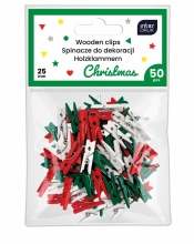 Kolorowe spinacze do dekoracji mini - Christmas, 50 szt.