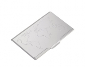 Etui na wizytówki TROIKA Global Contacts - aluminium, z wytłoczoną mapą świata, na 10 wizytówek