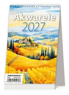 Kalendarz 2027 biurkowy miesięczny pionowy - Akwarele
