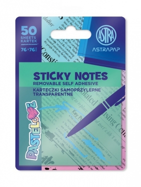 Karteczki samoprzylepne transparentne 75x75mm - Pastel Line, 1 szt.