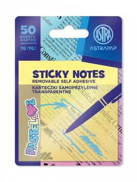 Karteczki samoprzylepne transparentne 75x75mm - Pastel Line, 1 szt.