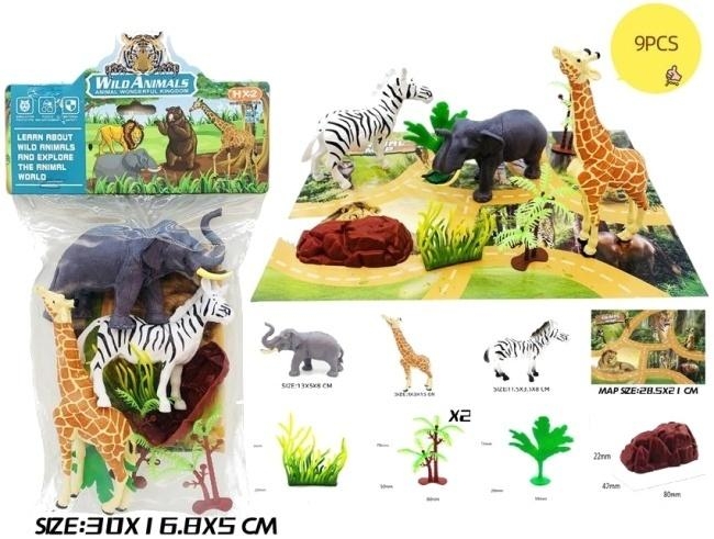 Zestaw dzikich zwierząt z matą