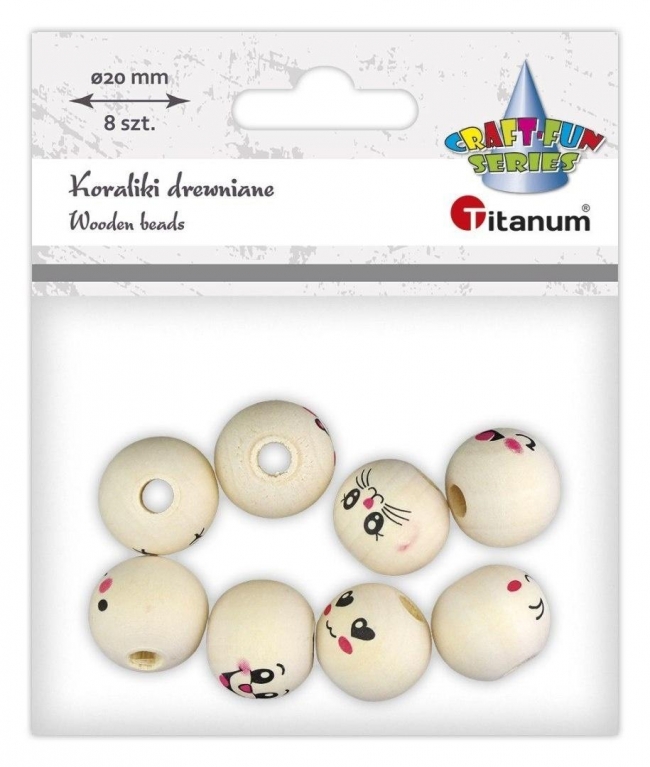 Koraliki drewniane emotki 8szt