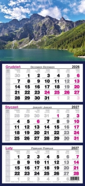 Kalendarz 2027 trójdzielny Morskie Oko