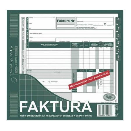 Faktura VAT brutto uproszczona 2/3 A4 80 (122-2)