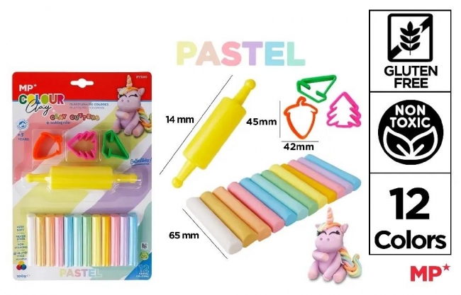 <img src='https://webimage.pl/pics/630/0/d8435250930630.jpg' style='height:440px' /> Plastelina 12 kolorów pastel + foremki i wałek