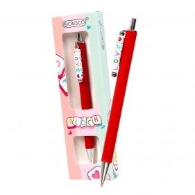 Długopis Block z koralikami w etui GB - Love czerwony (751006-1)
