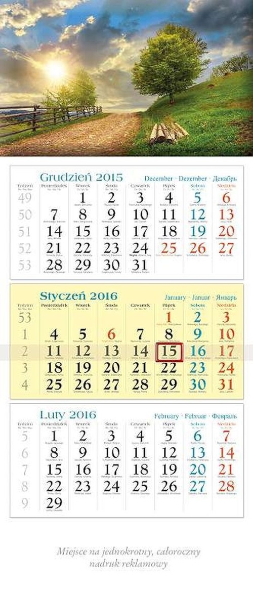 Kalendarz 2016 KT 13 Droga trójdzielny