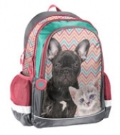 Zestaw szkolny 4w1 - Pies i kot (Plecak, piórnik, worek na obuwie, nożyczki dekoracyjne)
