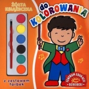 Żółta książeczka do kolorowania z zestawem farbek