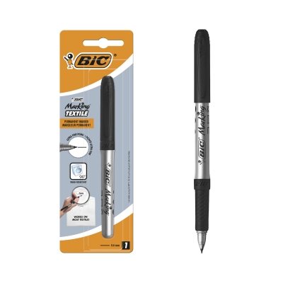 <img src='https://webimage.pl/pics/633/1/d3086124161633.jpg' style='height:440px' /> Marker do tekstyliów BIC Marking Textile 0,9mm czarny blister 1szt.