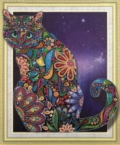 Mandala 7D - Kot nocą w ramce (NO-1006663)