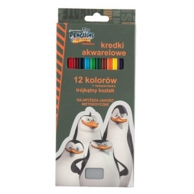 Kredki akwarelowe Pingwiny z Madagaskaru 12 kolorów (PMO-3004)