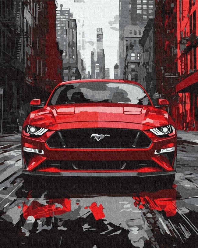<img src='https://webimage.pl/pics/634/0/d4823104380634.jpg' style='height:440px' /> Malowanie po numerach - Czerwony mustang 40x50cm