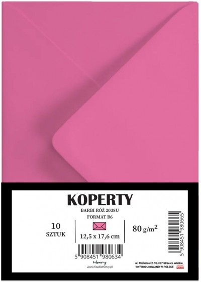 Koperty B6 Barbi róż 10szt