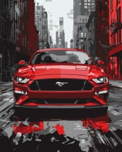 Malowanie po numerach - Czerwony mustang 40x50cm