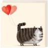 Karnet kwadrat 069 Walentynki Kot z balonami
