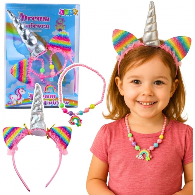 <img src='https://webimage.pl/pics/635/6/d5905991086635.jpg' style='height:440px' /> Opaska jednorożec + Naszyjnik