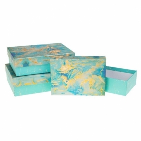 Pudełko prostokątne z kokardą 3szt marmur ROZETTE