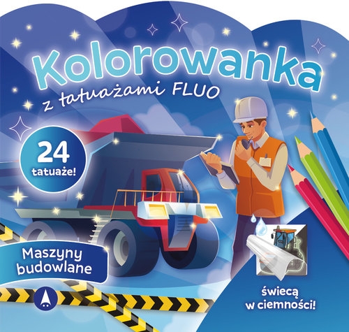 Kolorowanka z tatuażami FLUO Maszyny budowlane