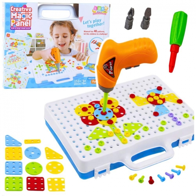 Zestaw puzzle klocki edukacyjne z wkrętarką