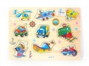 Puzzle drewniane Układanka z uchwytami Transport 9