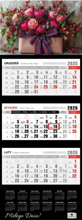 Kalendarz trójdzielny z wypukłą główką 2026,1 szt.