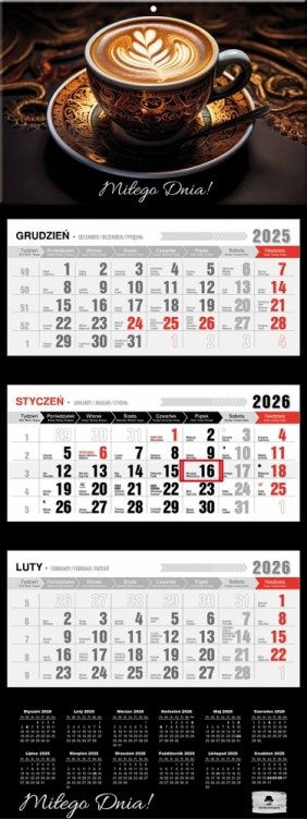 Kalendarz trójdzielny z wypukłą główką 2026,1 szt.