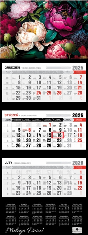 Kalendarz trójdzielny z wypukłą główką 2026,1 szt.