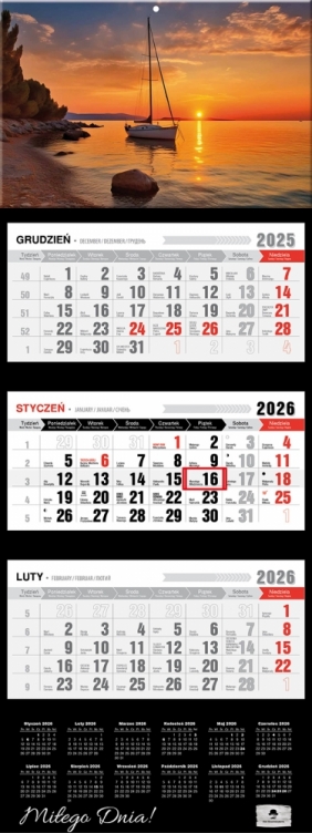 Kalendarz trójdzielny z wypukłą główką 2026,1 szt.