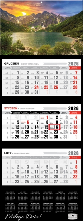 Kalendarz trójdzielny z wypukłą główką 2026,1 szt.