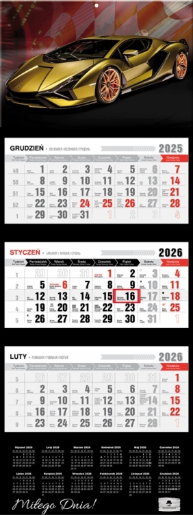 Kalendarz trójdzielny z wypukłą główką 2026,1 szt.