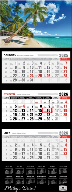 Kalendarz trójdzielny z wypukłą główką 2026,1 szt.