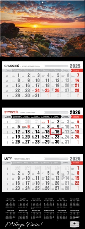 Kalendarz trójdzielny z wypukłą główką 2026,1 szt.