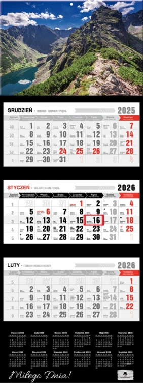 Kalendarz trójdzielny z wypukłą główką 2026,1 szt.