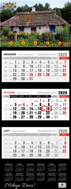 Kalendarz trójdzielny z wypukłą główką 2026,1 szt.