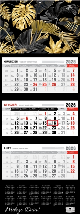 Kalendarz trójdzielny z wypukłą główką 2026,1 szt.