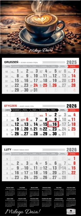 Kalendarz trójdzielny z wypukłą główką 2026,1 szt.
