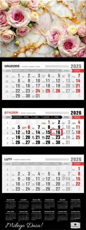 Kalendarz trójdzielny z wypukłą główką 2026,1 szt.