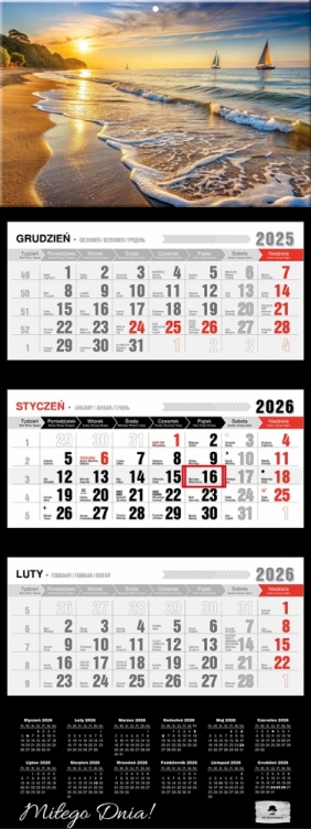 Kalendarz trójdzielny z wypukłą główką 2026,1 szt.