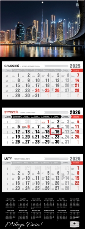 Kalendarz trójdzielny z wypukłą główką 2026,1 szt.