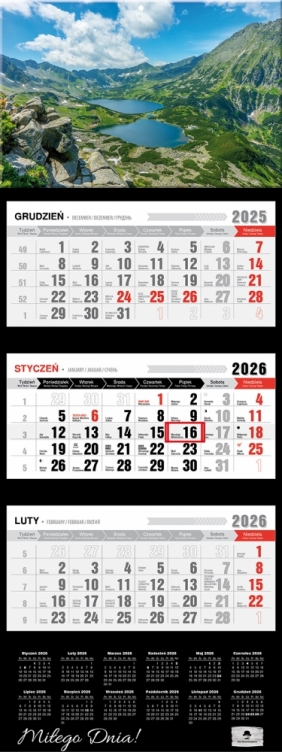 Kalendarz trójdzielny z wypukłą główką 2026,1 szt.