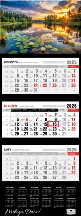Kalendarz trójdzielny z wypukłą główką 2026,1 szt.