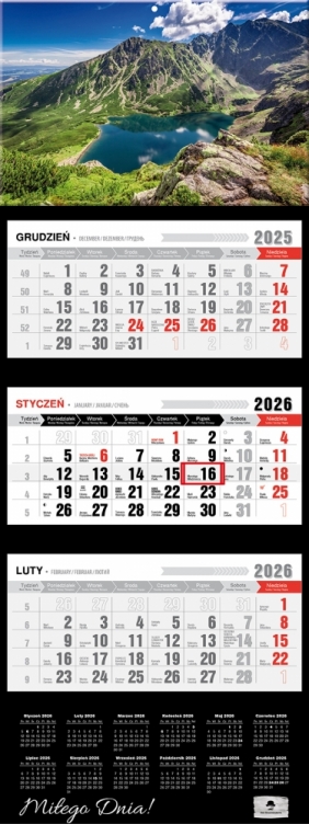Kalendarz trójdzielny z wypukłą główką 2026,1 szt.