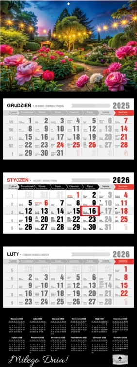 Kalendarz trójdzielny z wypukłą główką 2026,1 szt.