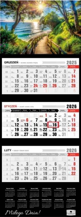 Kalendarz trójdzielny z wypukłą główką 2026,1 szt.