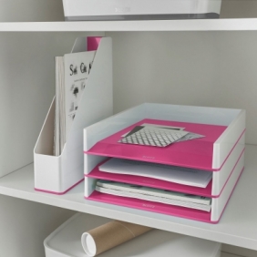 Pojemnik na dokumenty pionowy Leitz Wow Dual - różowy 7,3 x 31,8 x 27,2 cm (53621023)