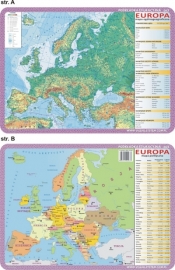 Podkładka edukacyjna - Europa, mapa ogólnogeograficzna