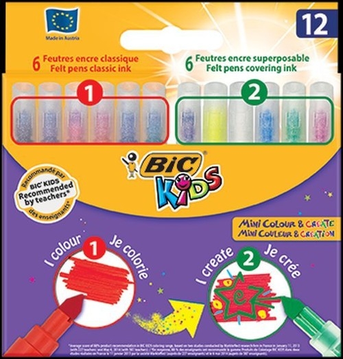 Flamastry Mini Bic Kids Koloruj i twórz 12 kolorów