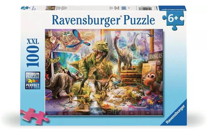 Ravensburger, Puzzle XXL 100: Ucieczka dinozaurów (12000863)